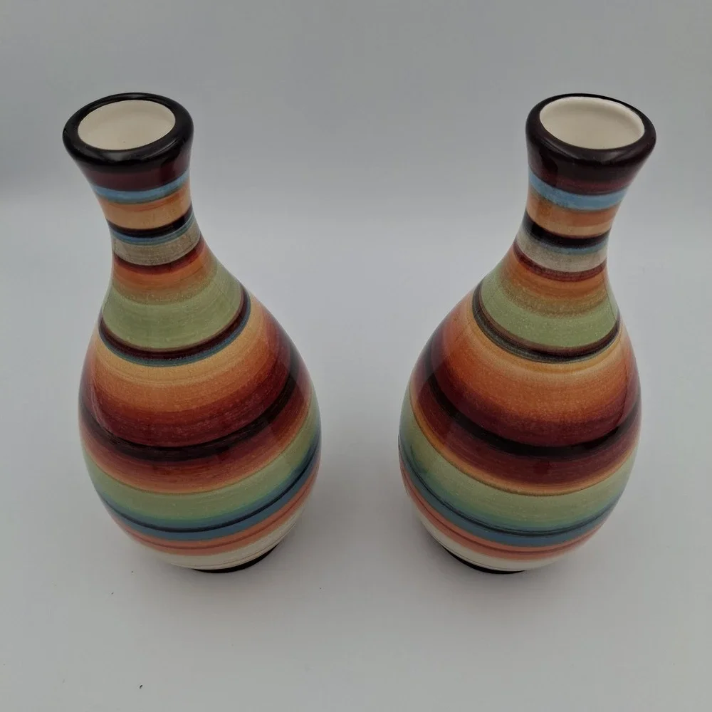 Tampico Tabletops Gallery Hand-Painted & Hand-Crafted Olive Oil Cruet Vase Set 2